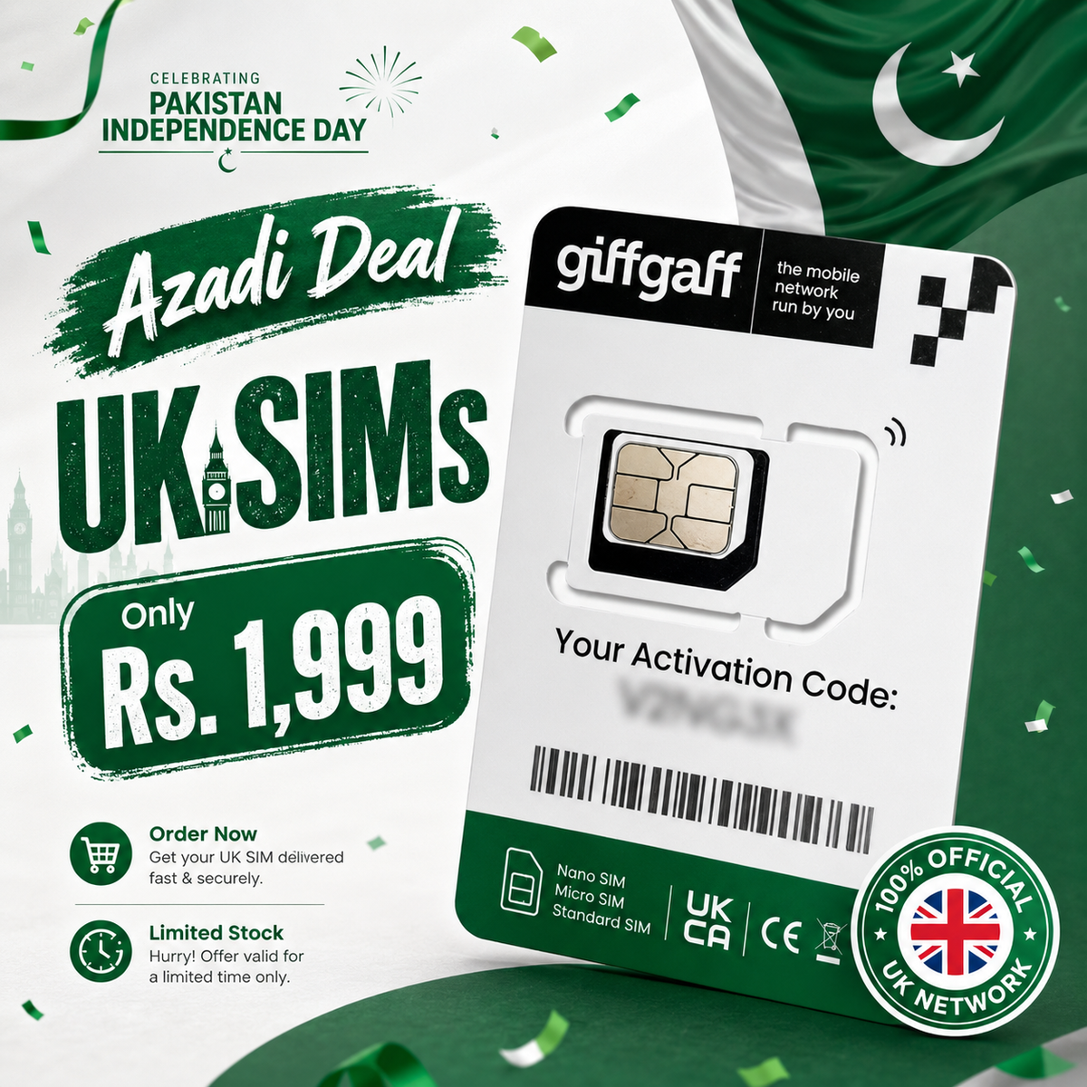 Genuine UK Giffgaff SIM